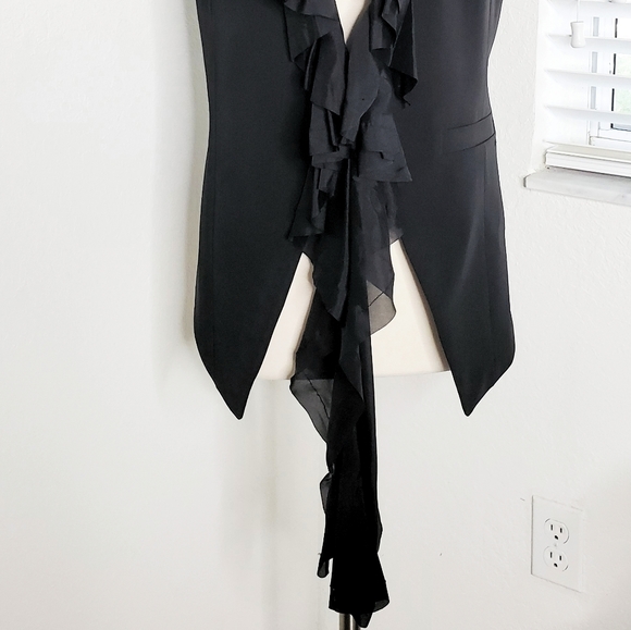 •ELIZABETH & JAMES• Dandy Silk Trim Black Vest L. - Picture 7 of 8